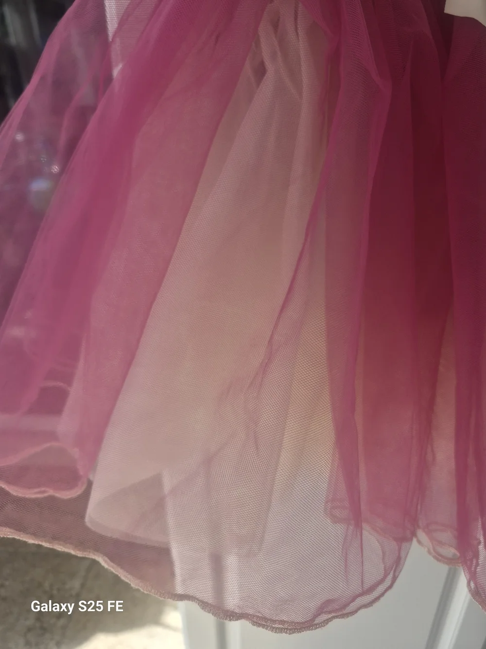 Weissman Fuchsia Sequin Tulle Dance Dress with Lace Bow